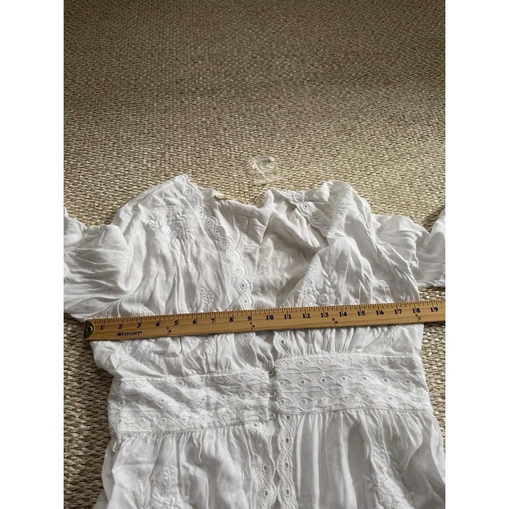 Soft Surroundings Lace Tunic Top Eylet Boho Top M Bell Sleeve Whimsical Fairy M - Picture 11 of 13